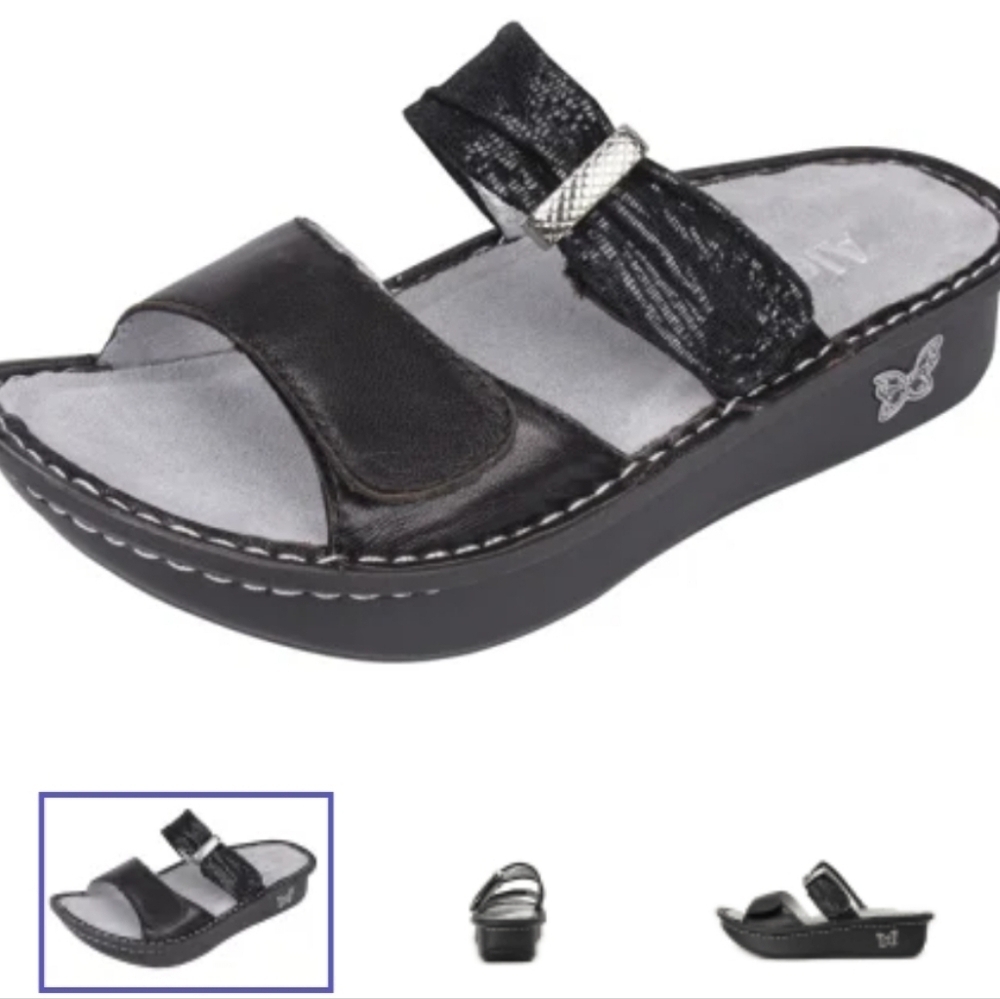 Alegria Women Karmen KAR-237 Leather Hook&loop Wedge Sandals shoes sz 38/8-8.5